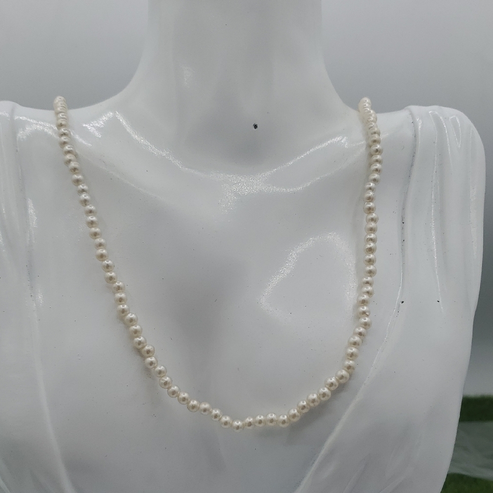 Classic Faux Pearl Bead Necklace - White 34 Inch N3923